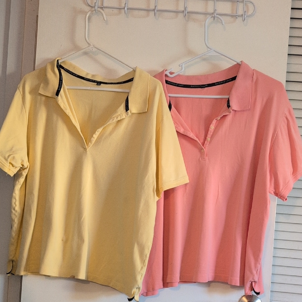 Bay Studio Women's Polo Tops, Yellow and Peach Size 3x